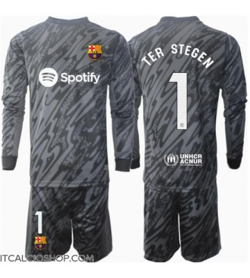 Barcelona Ter Stegen #1 Portiere Terza Maglia Bambino 2024-25 Manica Lunga (+ Pantaloni corti)